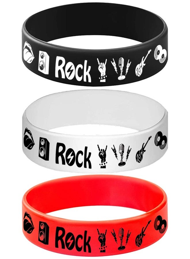 ATSMOICY 24PCS Rock and Roll Rubber Bracelets Silicone Wristbands -80s 90s Party Supplies Musician Guitar Rap Birthday Baby Shower Party Favors - Image 3
